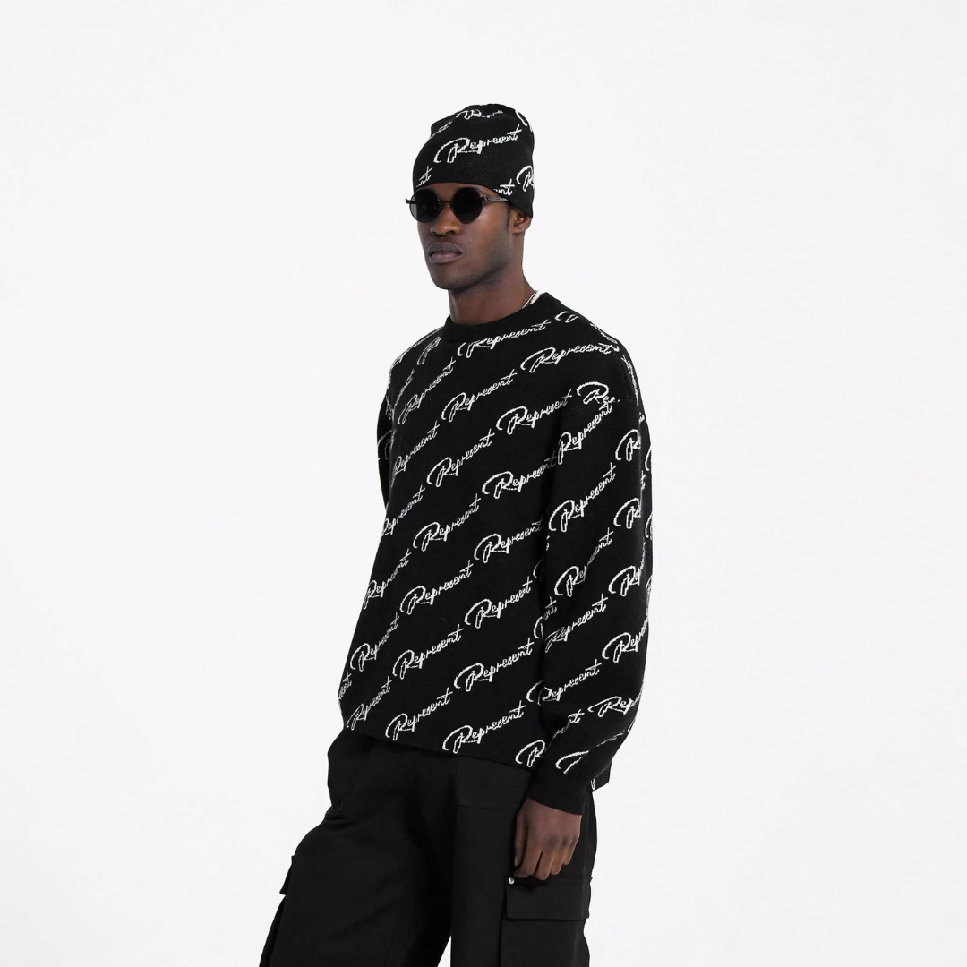 Represent Jacquard Sweater - Black