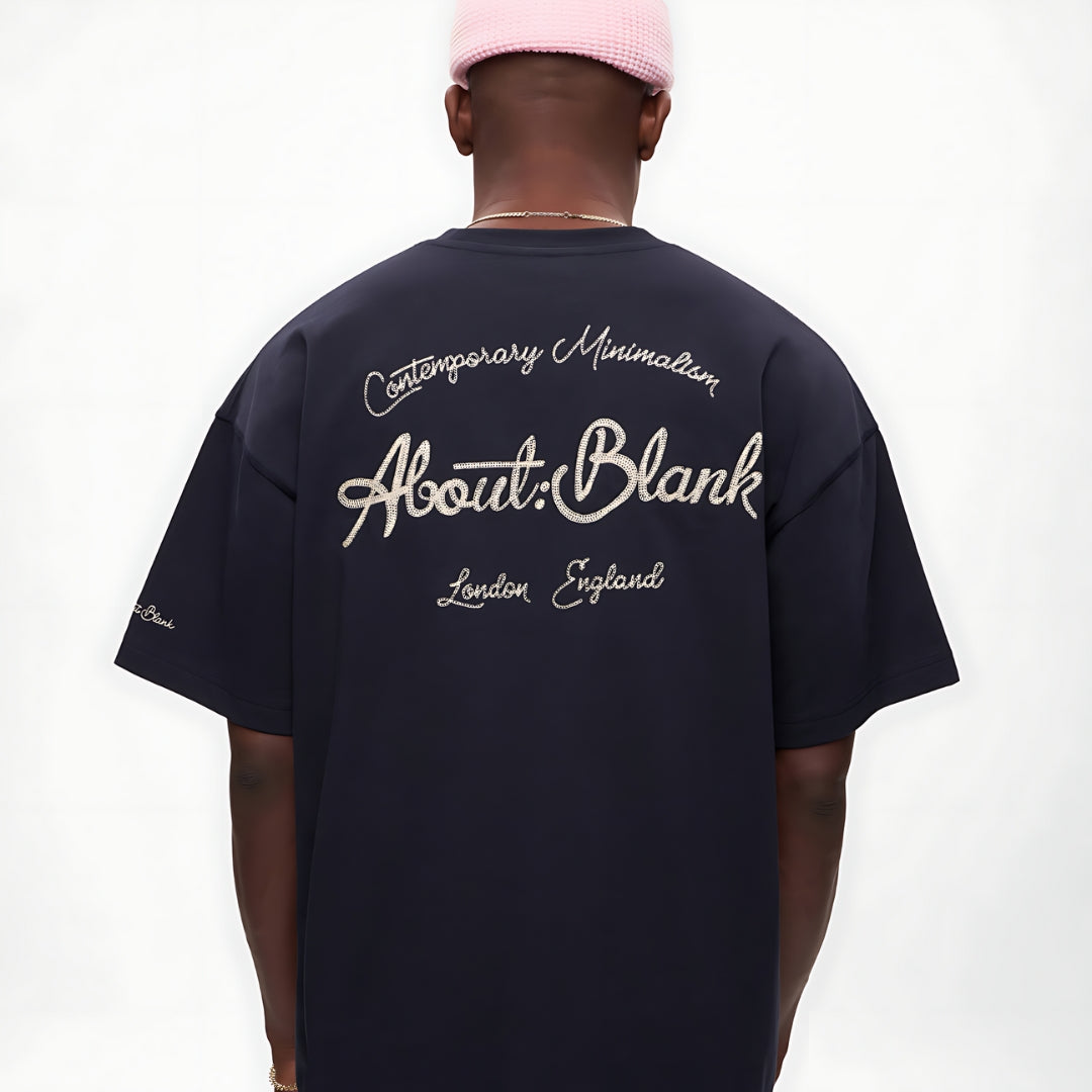 About:blank Chain Stitch Tee Navy