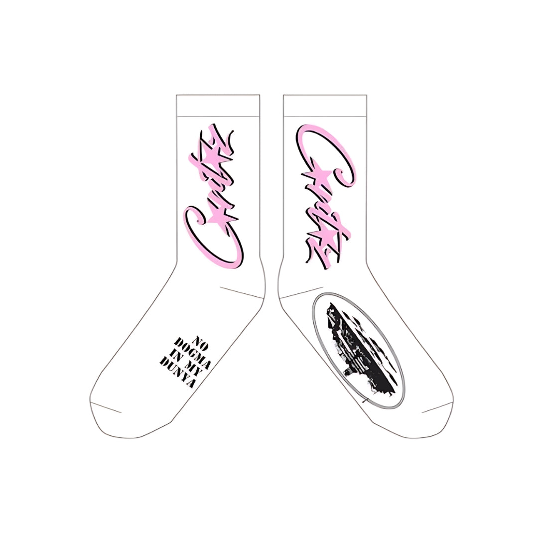 Corteiz Allstarz Socks White/Pink