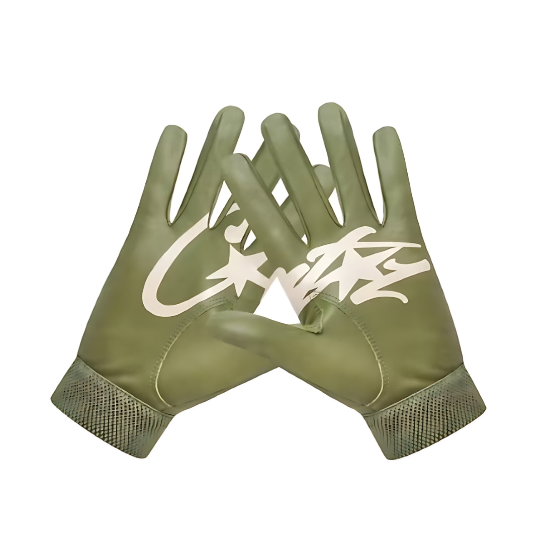 Corteiz Leather Gloves Gutta Green