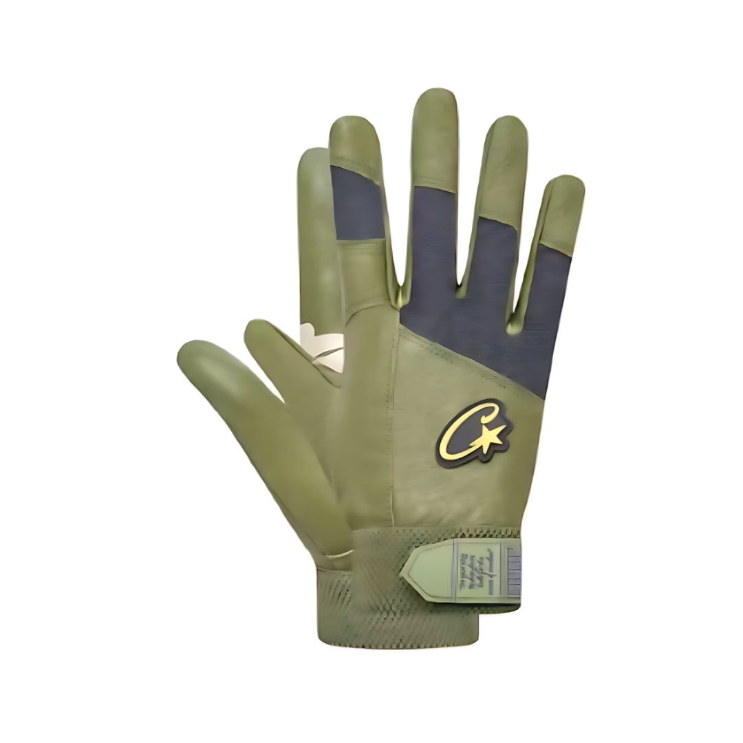 Corteiz Leather Gloves Gutta Green